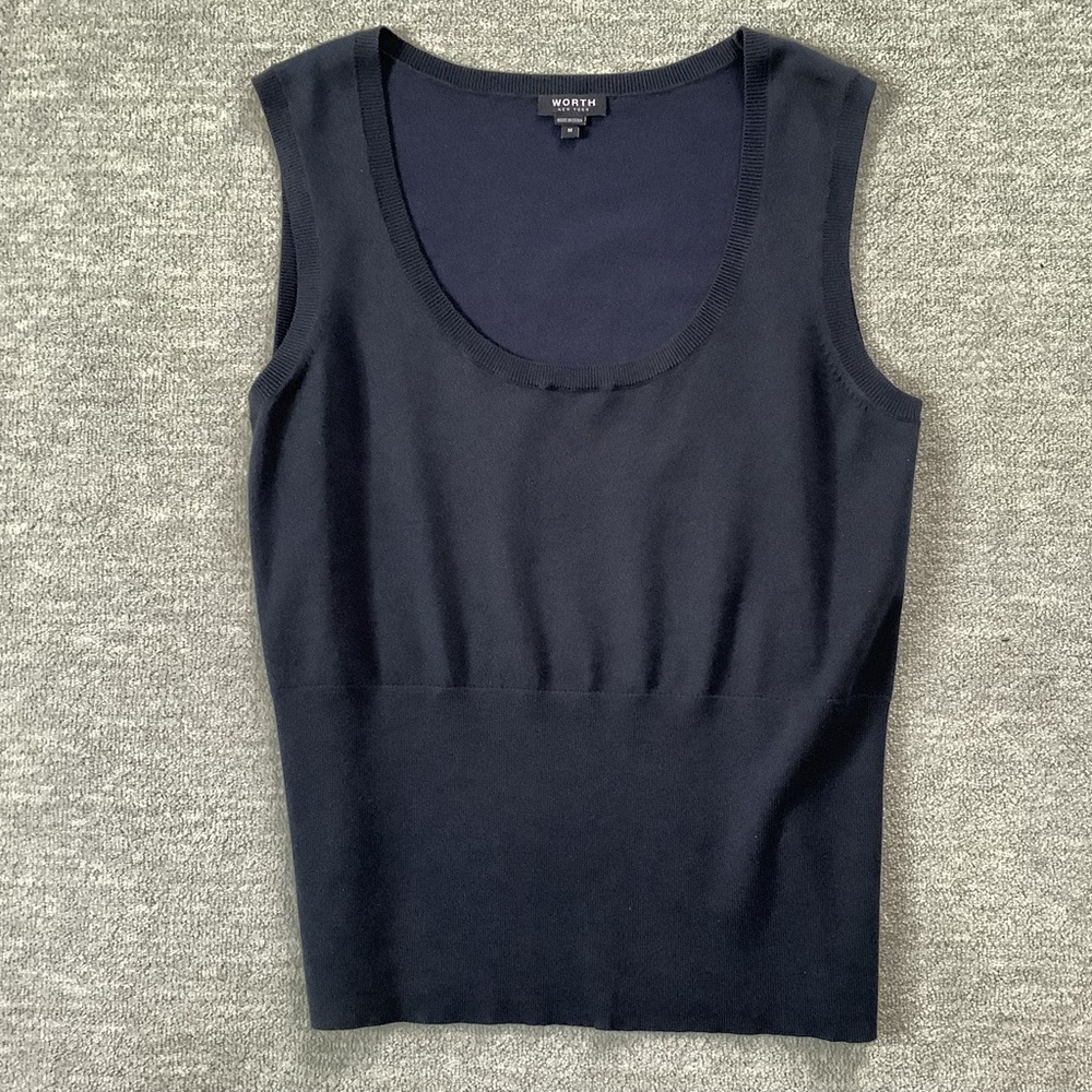 Worth Navy Silk Blend Tank Top Sz. M